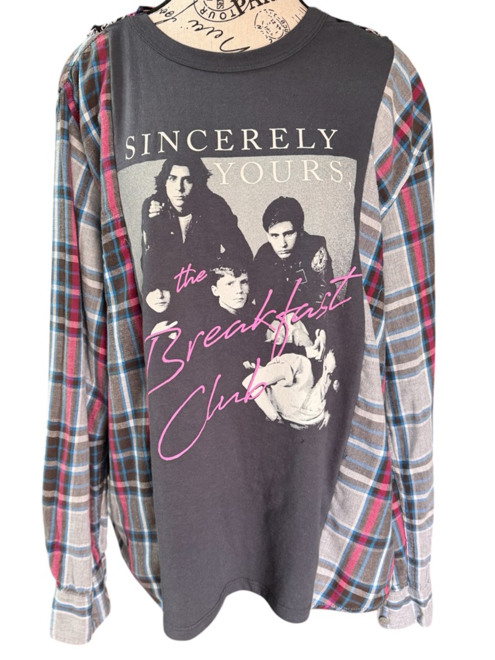 'The Breakfast Club' Black Graphic Flannel-Sleeve Shirt